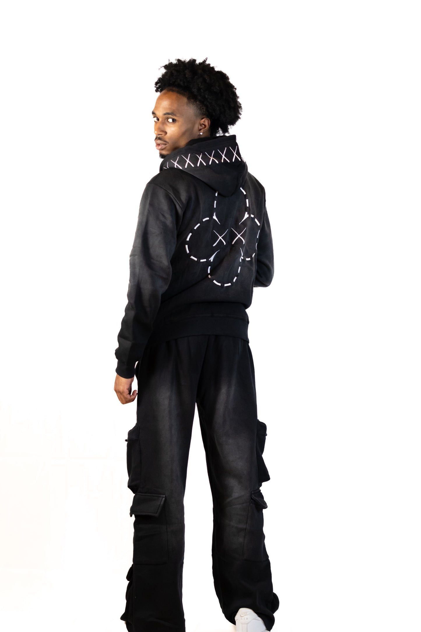 Monogram Zip Up Hoodie - Black