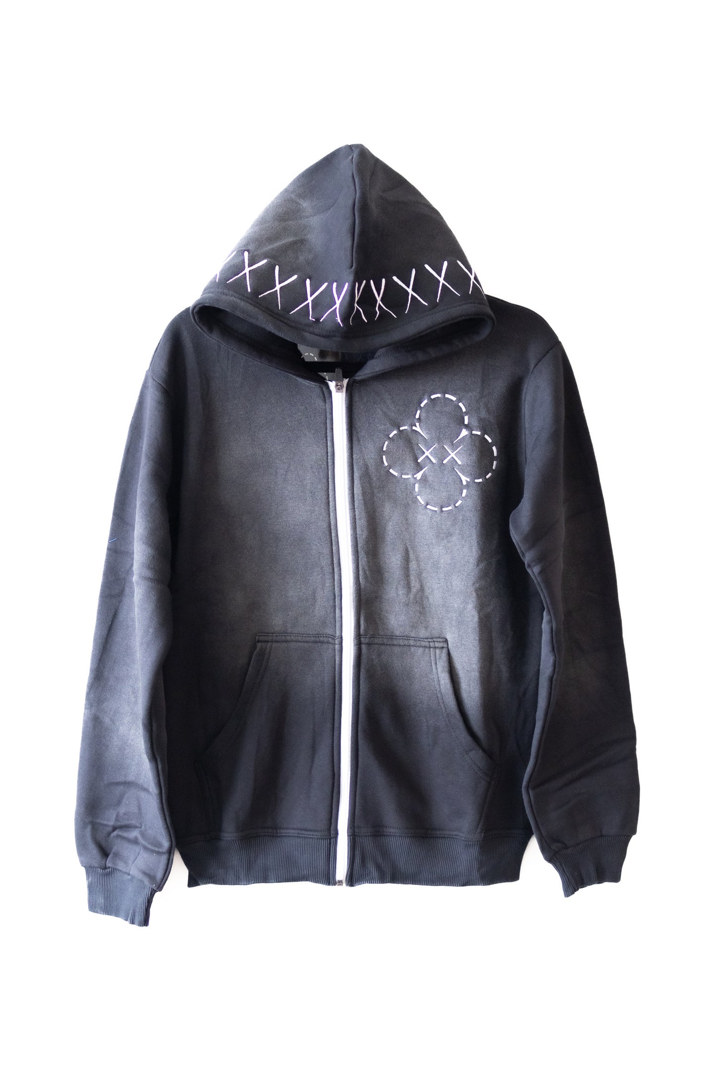 Monogram Zip Up Hoodie - Black