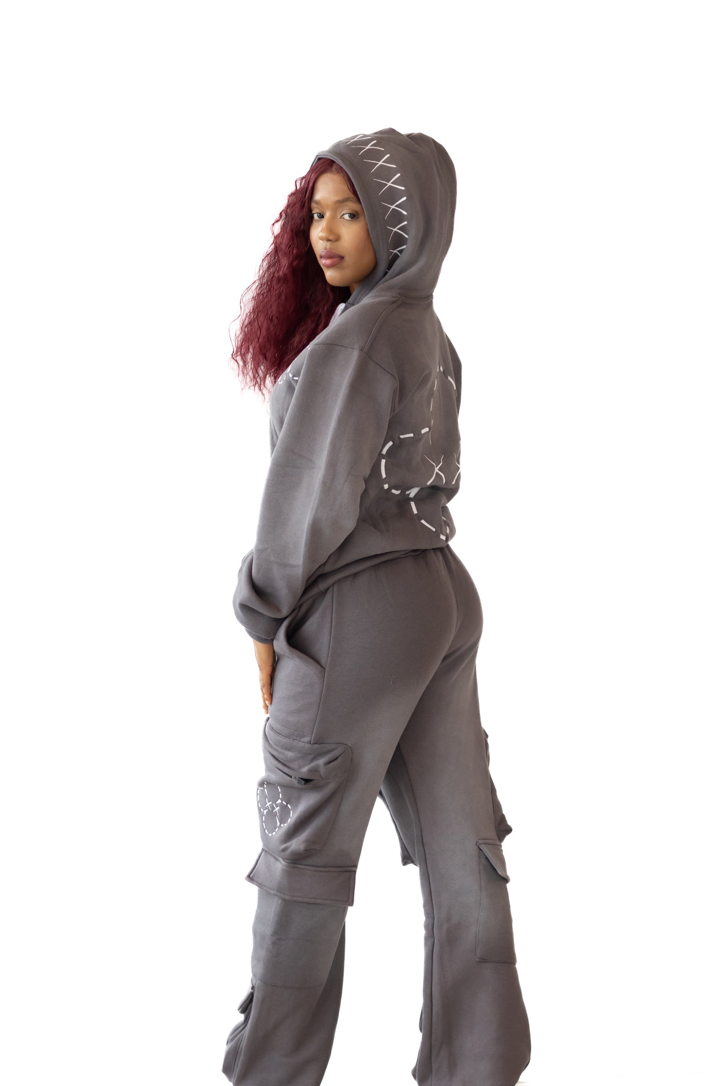 Monogram Zip Up Hoodie - Jules Grey
